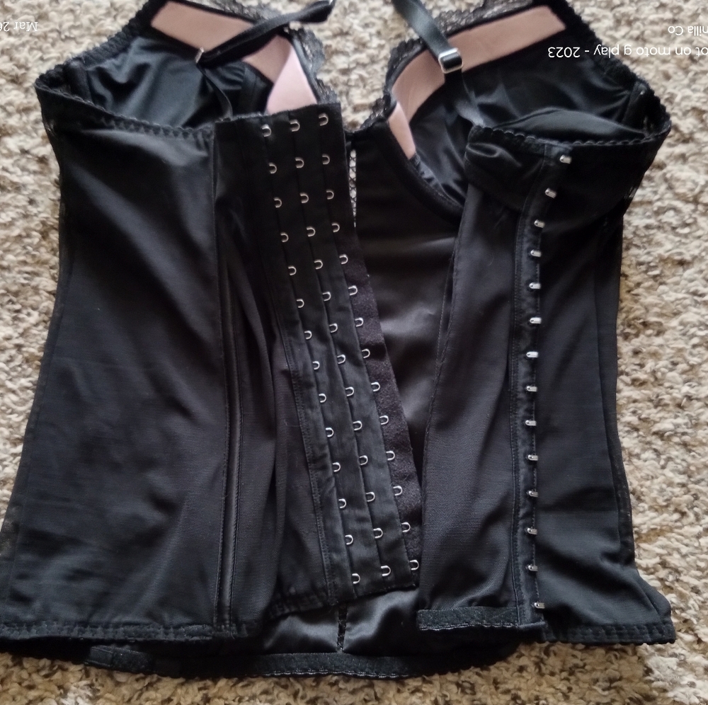 Victoria's Secret Lace Bustier Black Pink Size 36C 2008 - Picture 5 of 9
